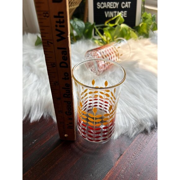 vintage 70s funky orange red tall drinking glasses - set of 2 - Picture 5 of 5
